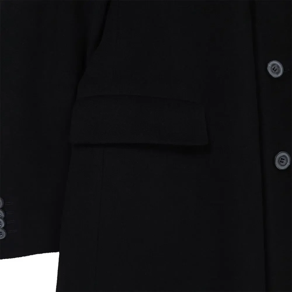 Hugo Boss Mens Migor Slim Fit Overcoat 42R Black Solid Cashmere NWT